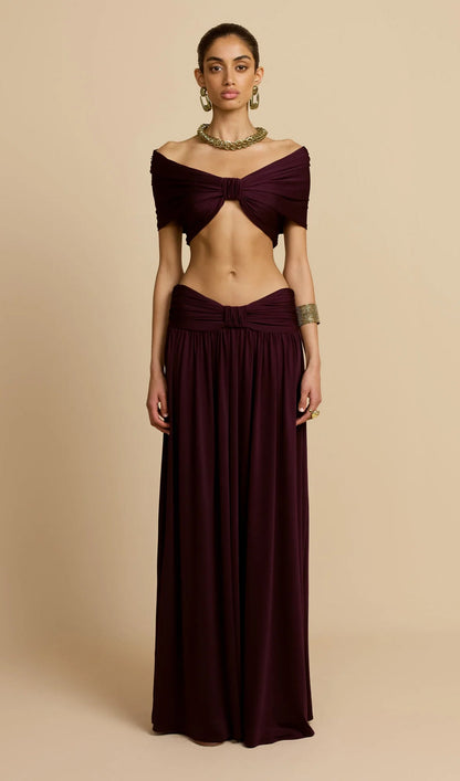 Ruched Top & Maxi Skirt Two Piece Set