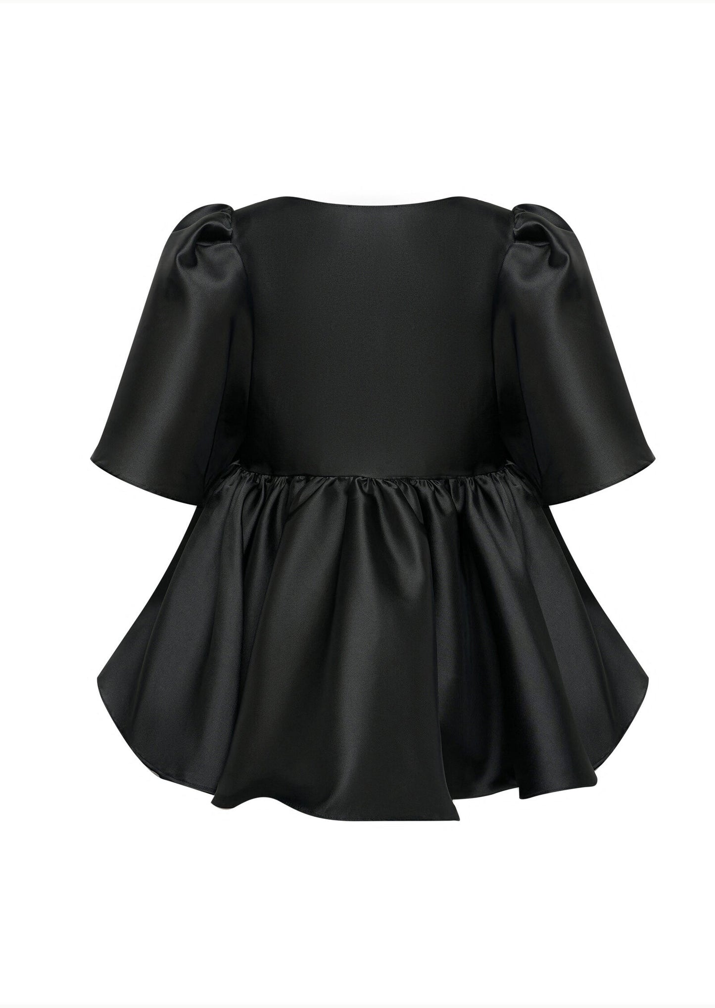 Puff Sleeve Ruffle Top In Black