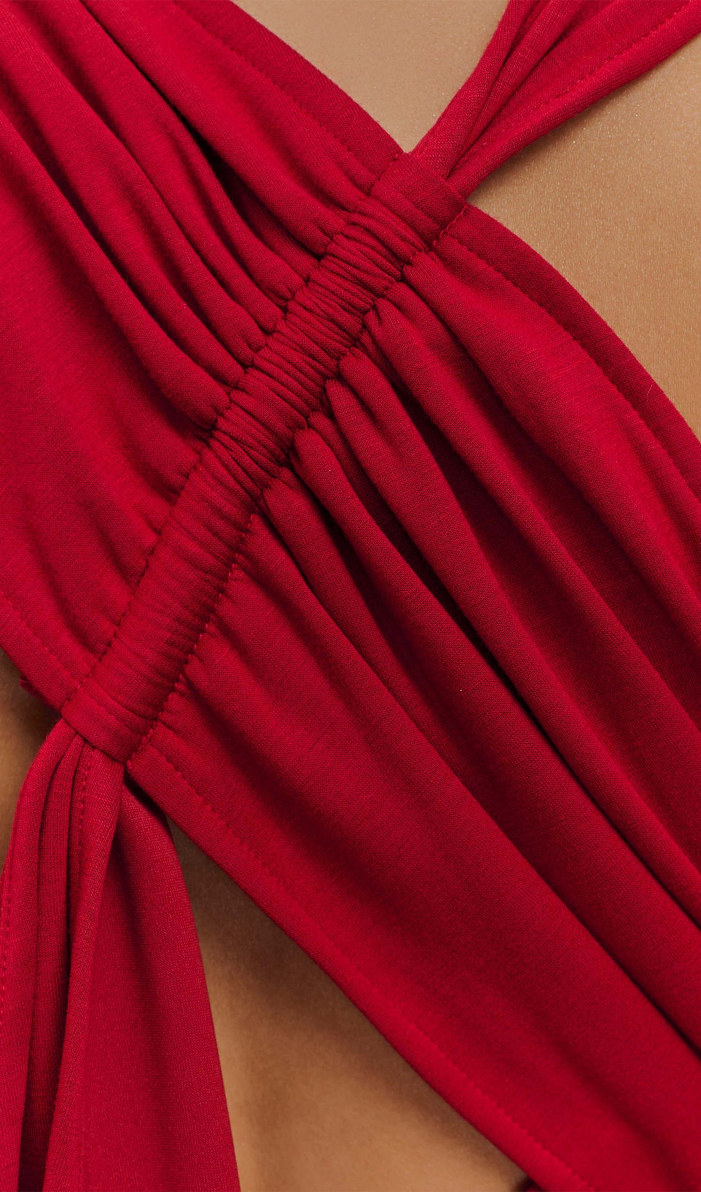 Asymmetrical Scuba Jersey Maxi Dress Ruby