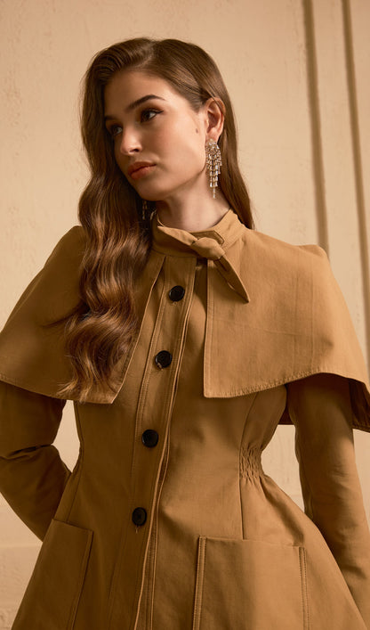 Cape Style Slim Waist Jacket