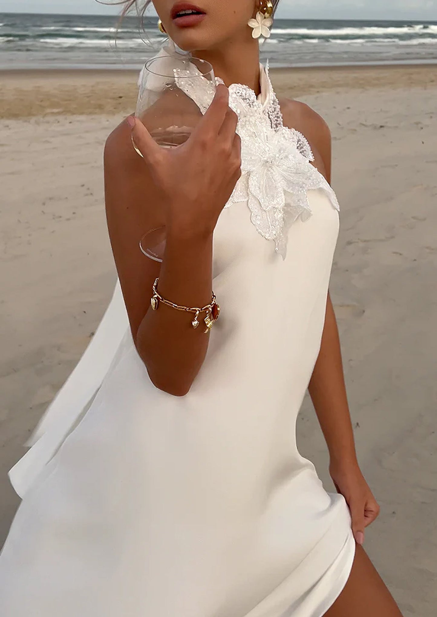 Sienna Halter Neck Split Maxi Dress