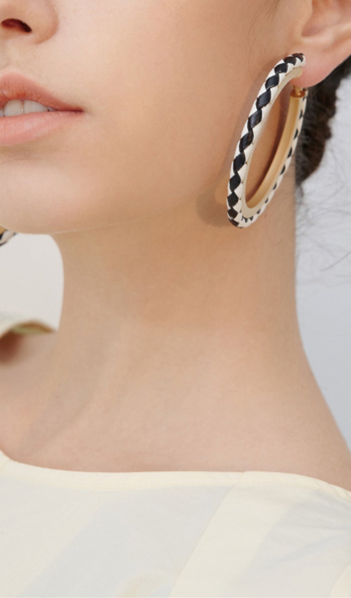Faux Leather Round Hoop Earrings