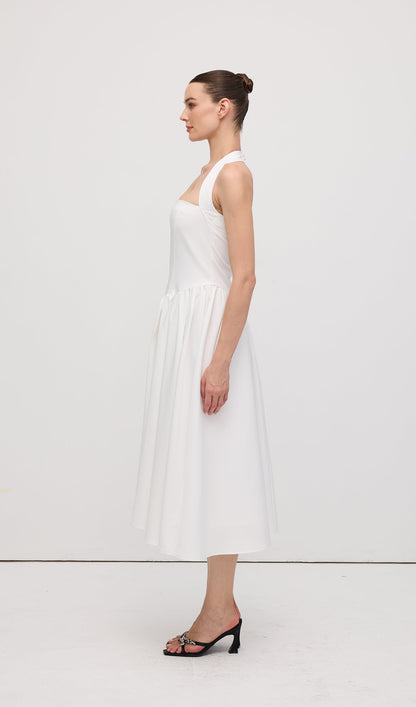 Solid Halter Midi Dress