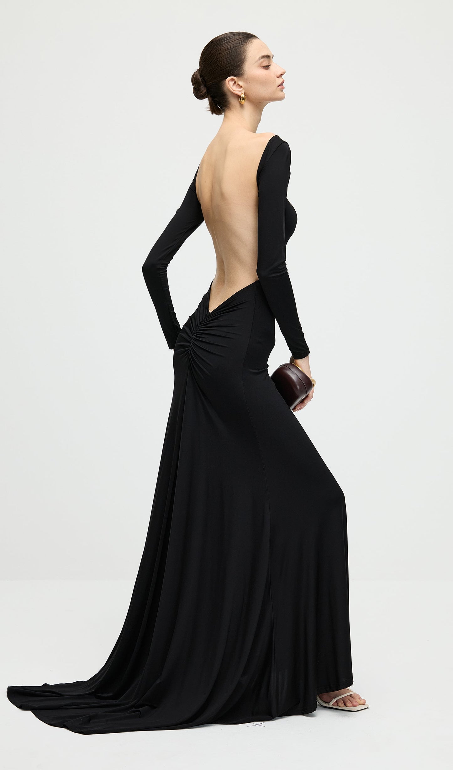 Jersey Open Back Maxi Dress In Black
