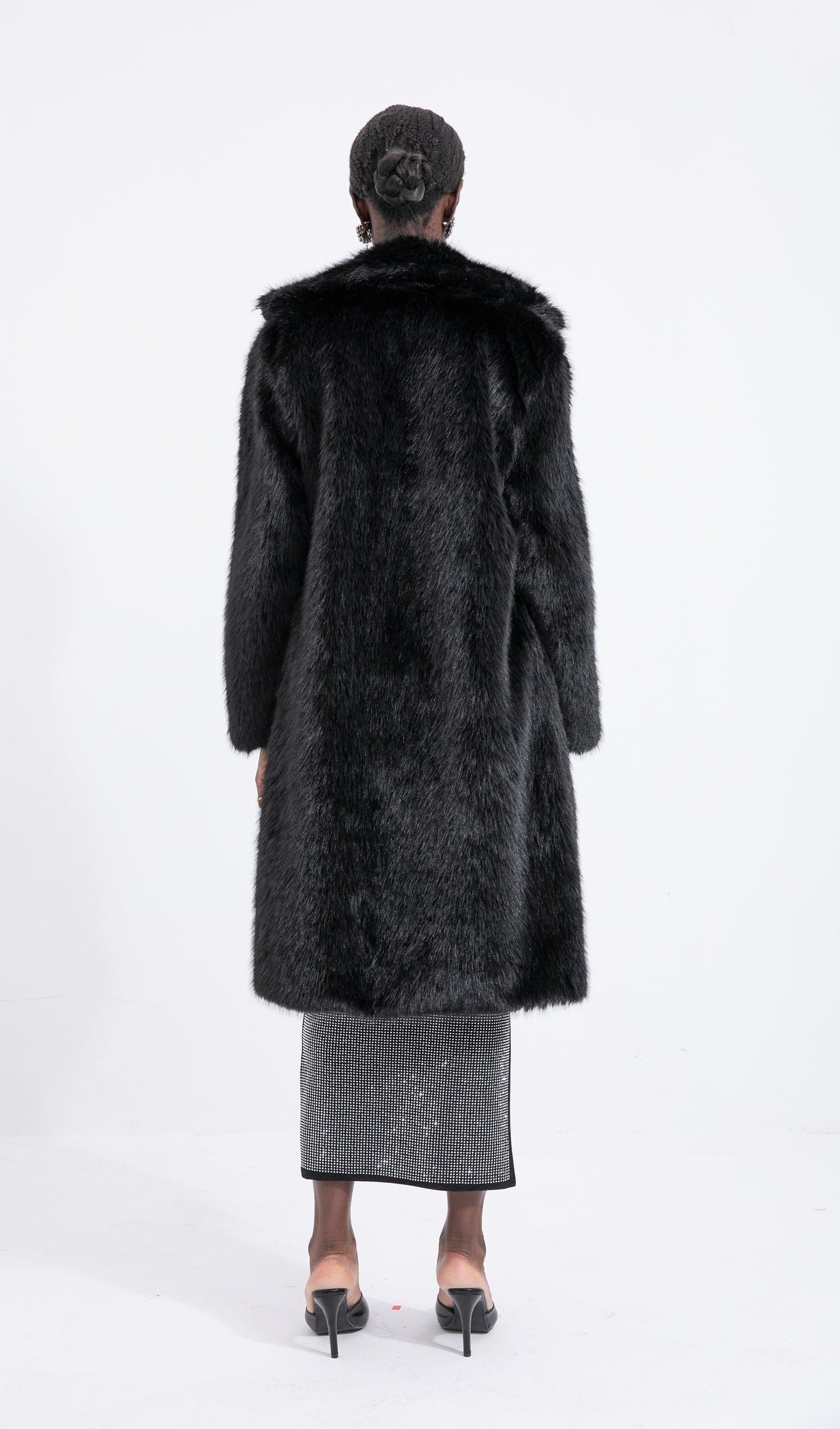 Trendy Black Maxi Length Eco-Coat