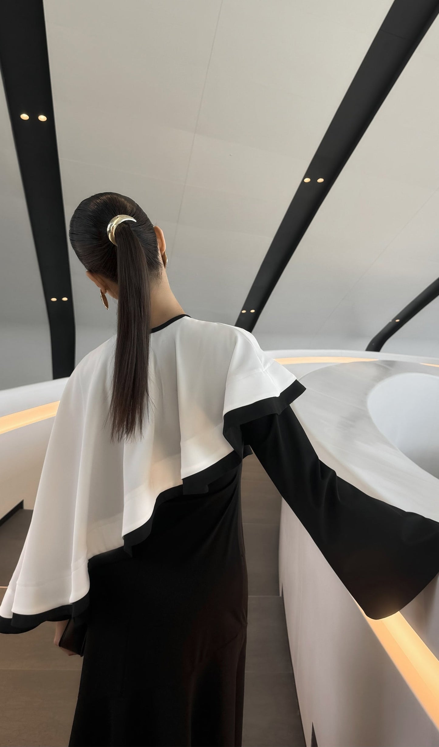 Contrasting Cape Maxi Dress