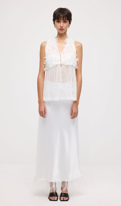 Sleeveless Pleated Embroidered Top