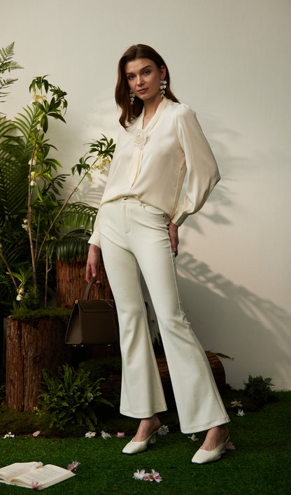 Corsage Long Sleeve Shirt Top