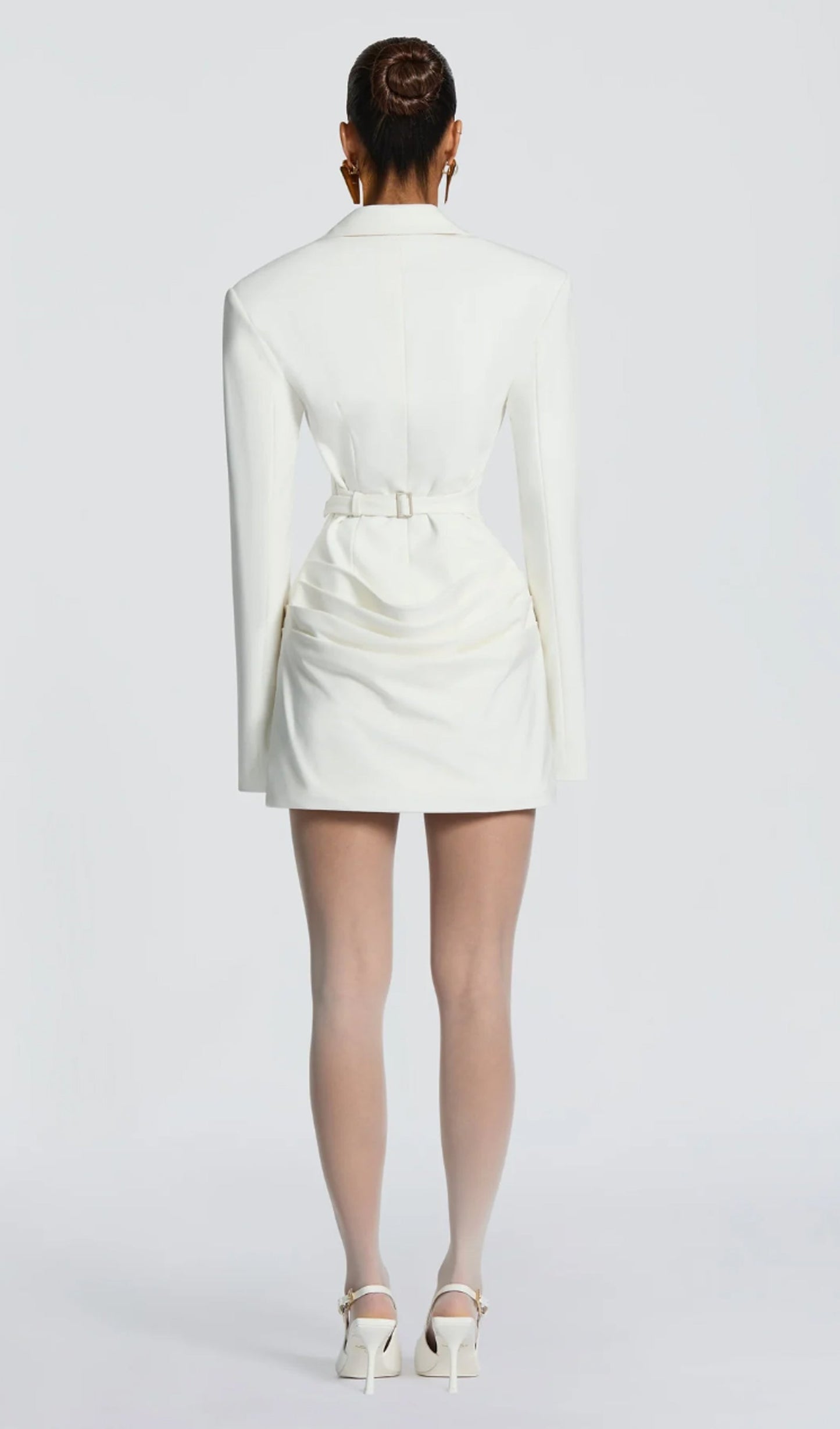 Suiting Pleated Mini Dress In White