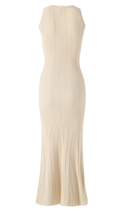 Metallic Button Knit Midi Dress
