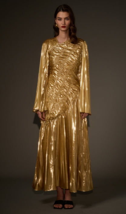 Metallic Maxi Dress In Gold