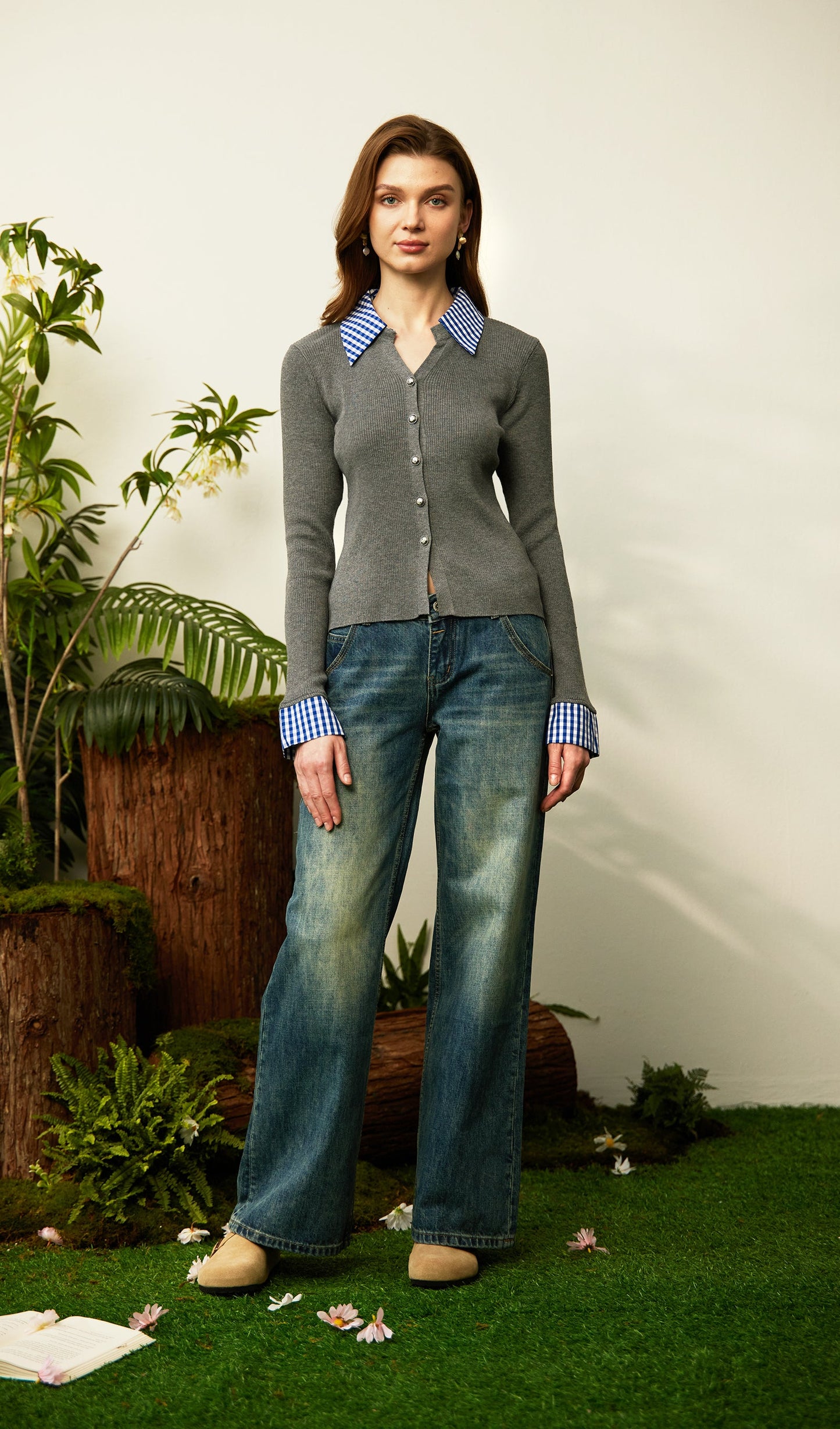 Lapel Button Knit Top