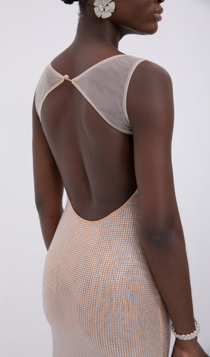 Trendy Hot Fix Maxi Dress With Mesh Back