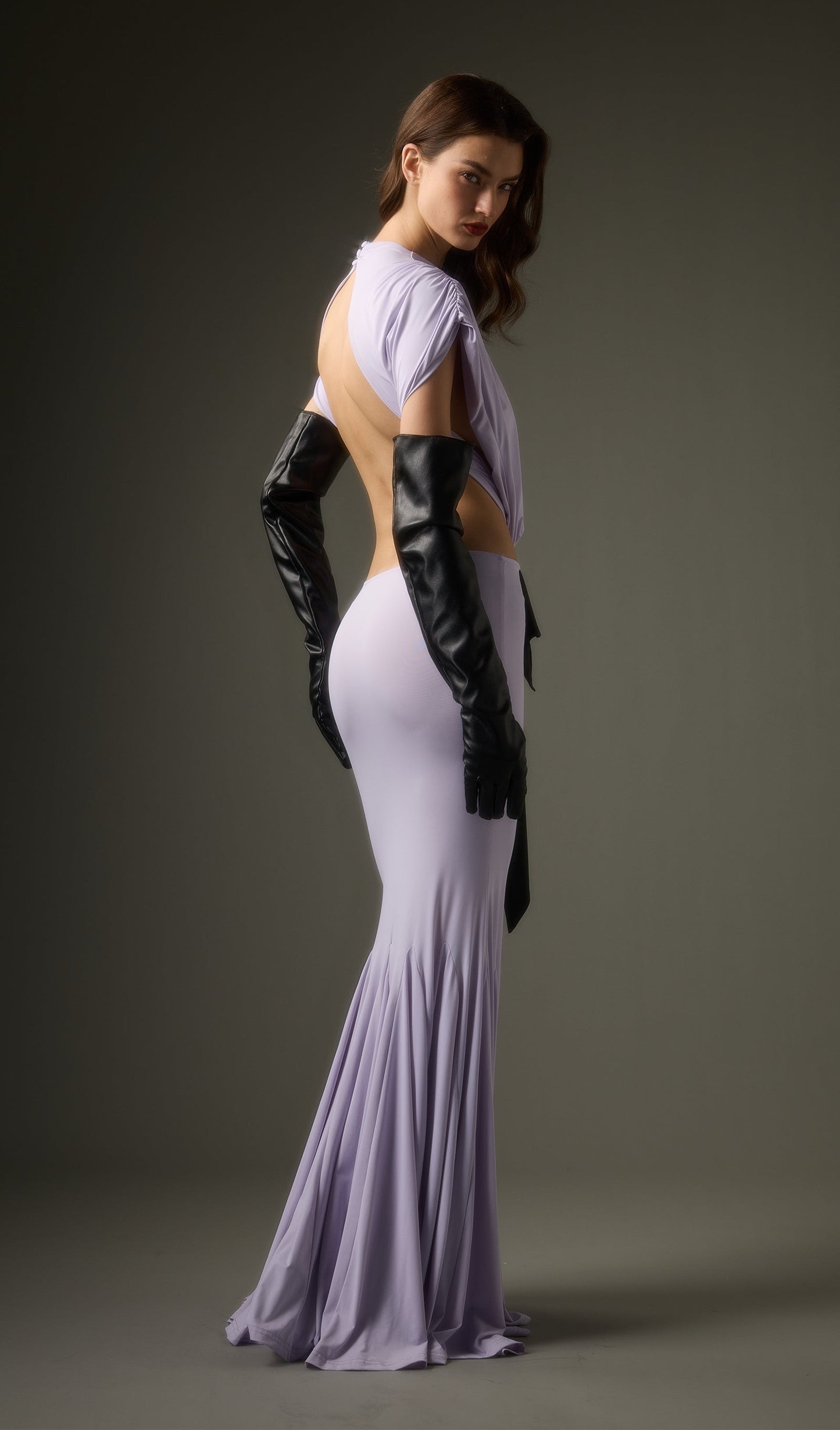 Solid Jersey  Cut Out Detail Maxi Dress In Purple