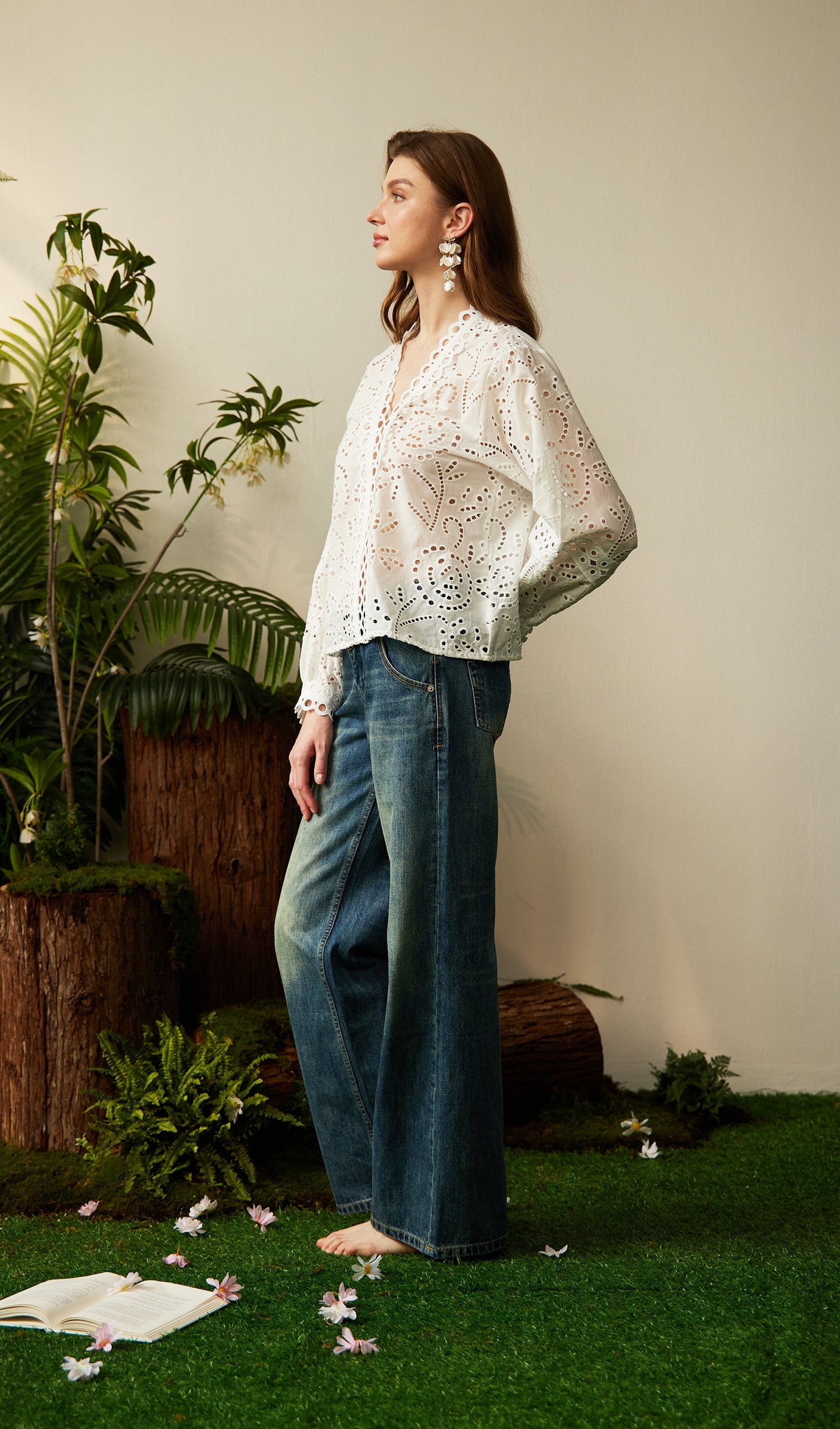 Low Rise Washing Wide Jeans