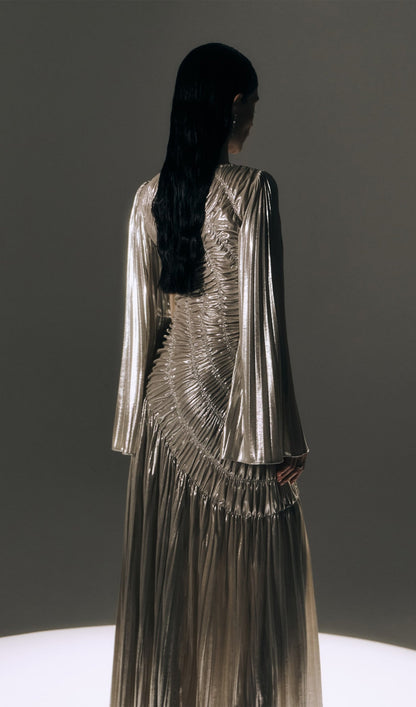 Metallic Maxi Dress In Silver