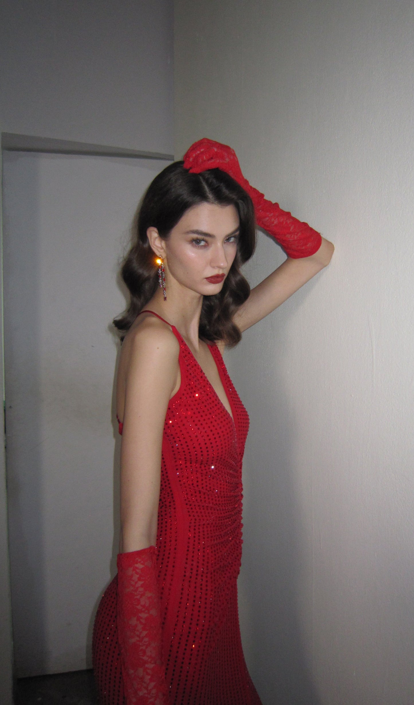 Diamante Ruched Midi Dress