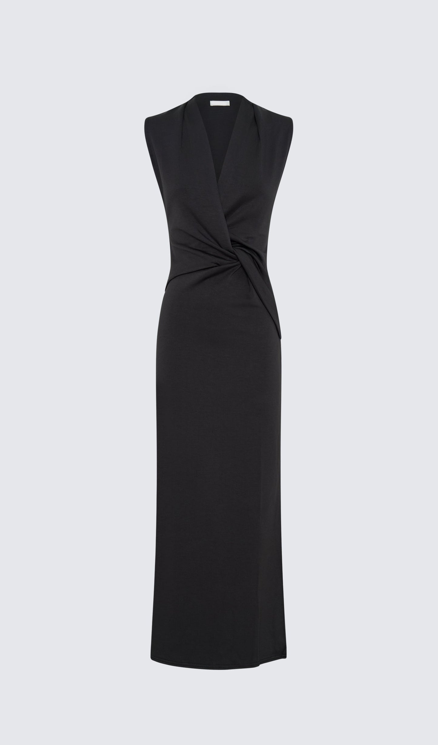V Neck Crepe Twist Maxi Dress