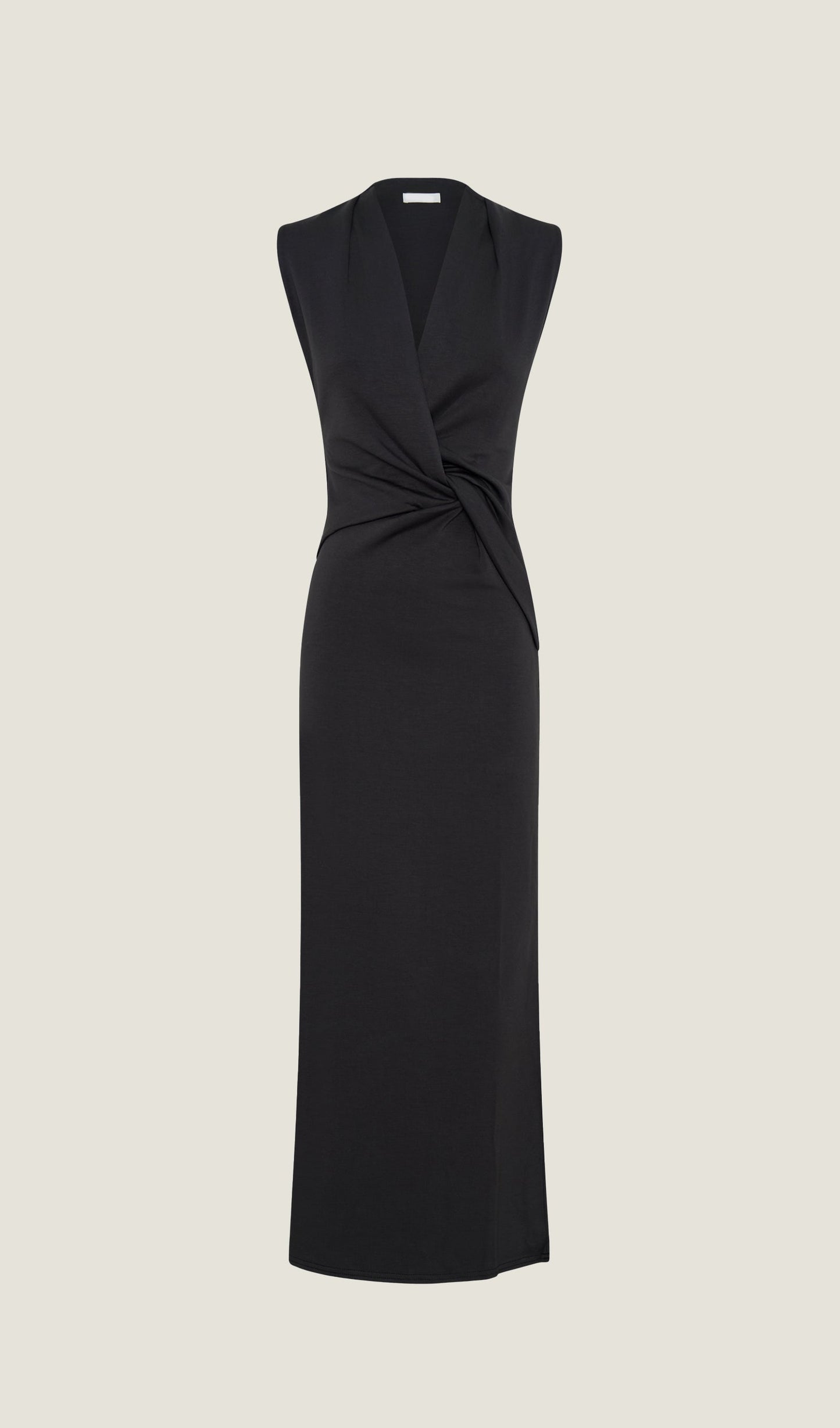 V Neck Crepe Twist Maxi Dress
