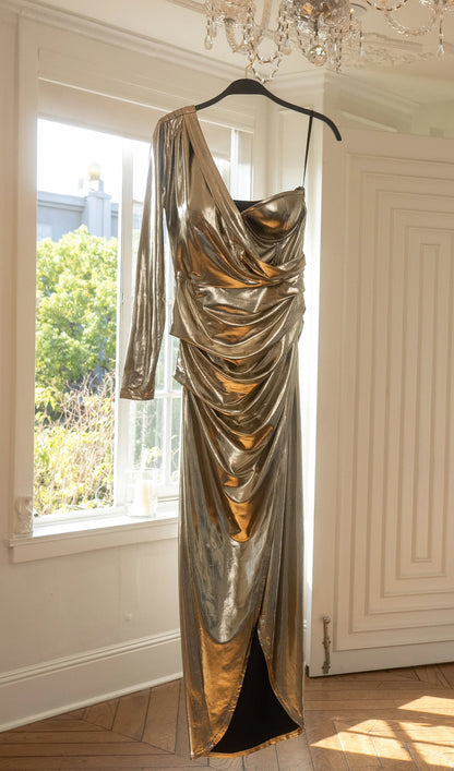 Noor Elegance Metallic Maxi Dress