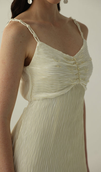 Solid Texture Slip Midi Dress