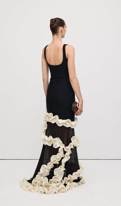 Wisteria Gown Maxi Dress In Black & White