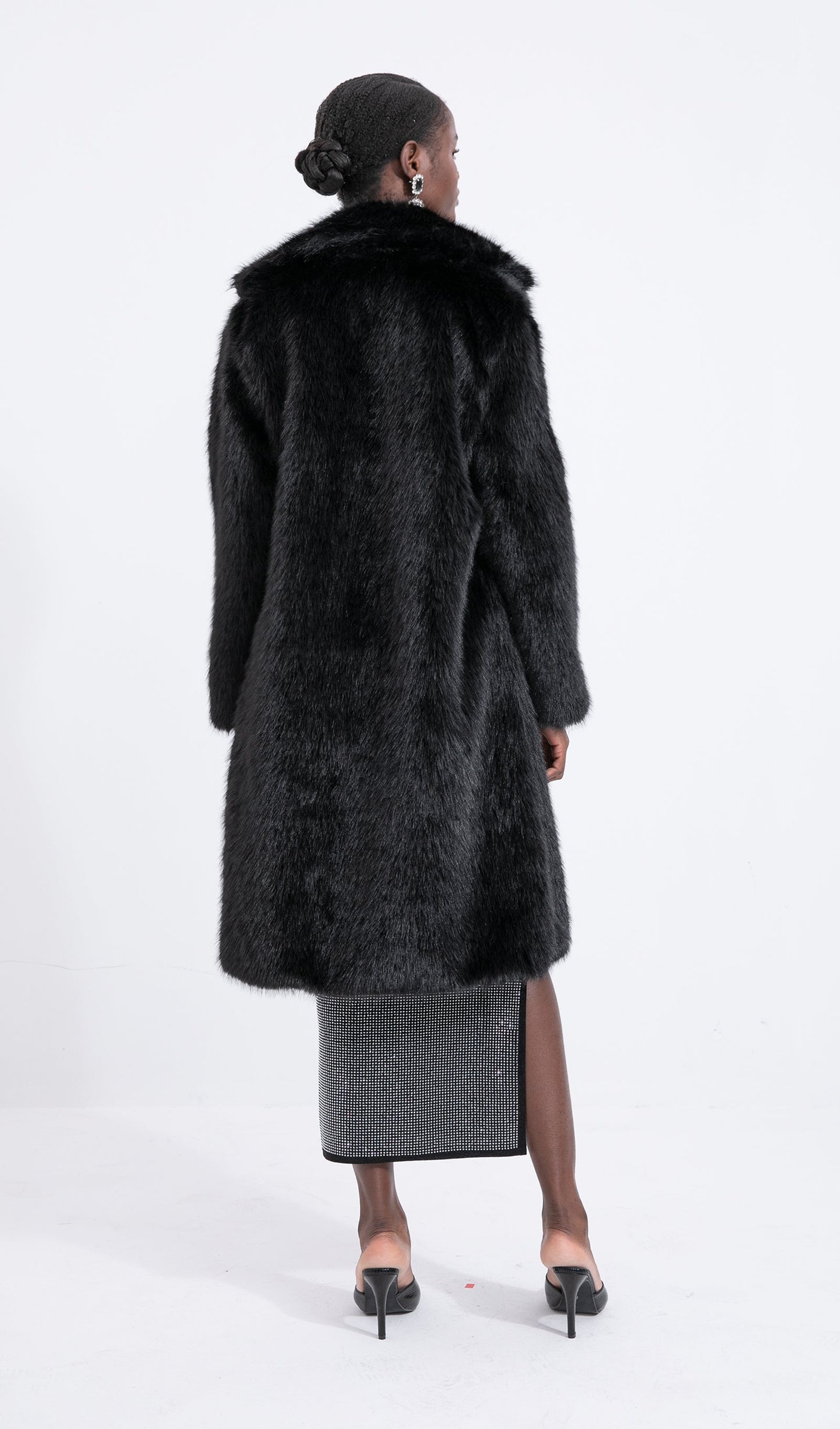Trendy Black Maxi Length Eco-Coat
