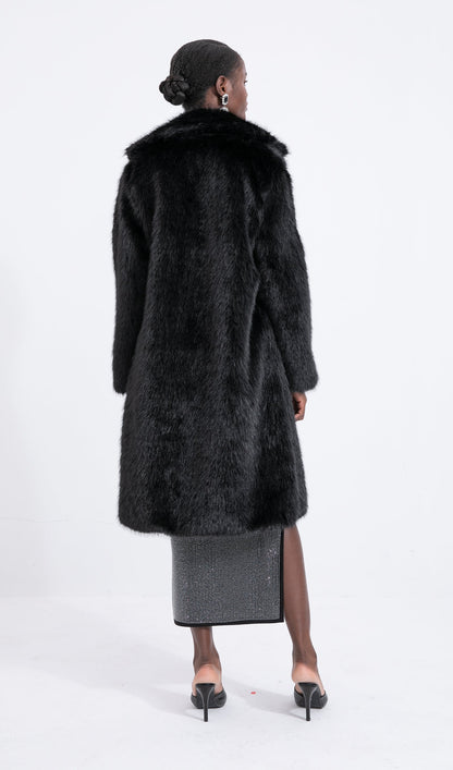 Trendy Black Maxi Length Eco-Coat