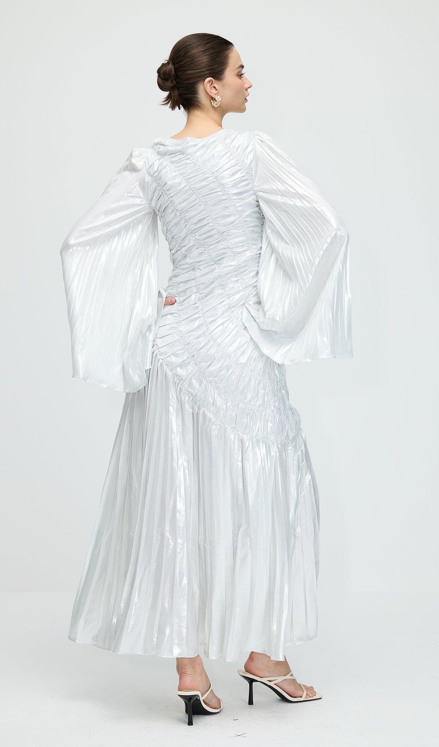 Metallic Long Sleeve Maxi Dress