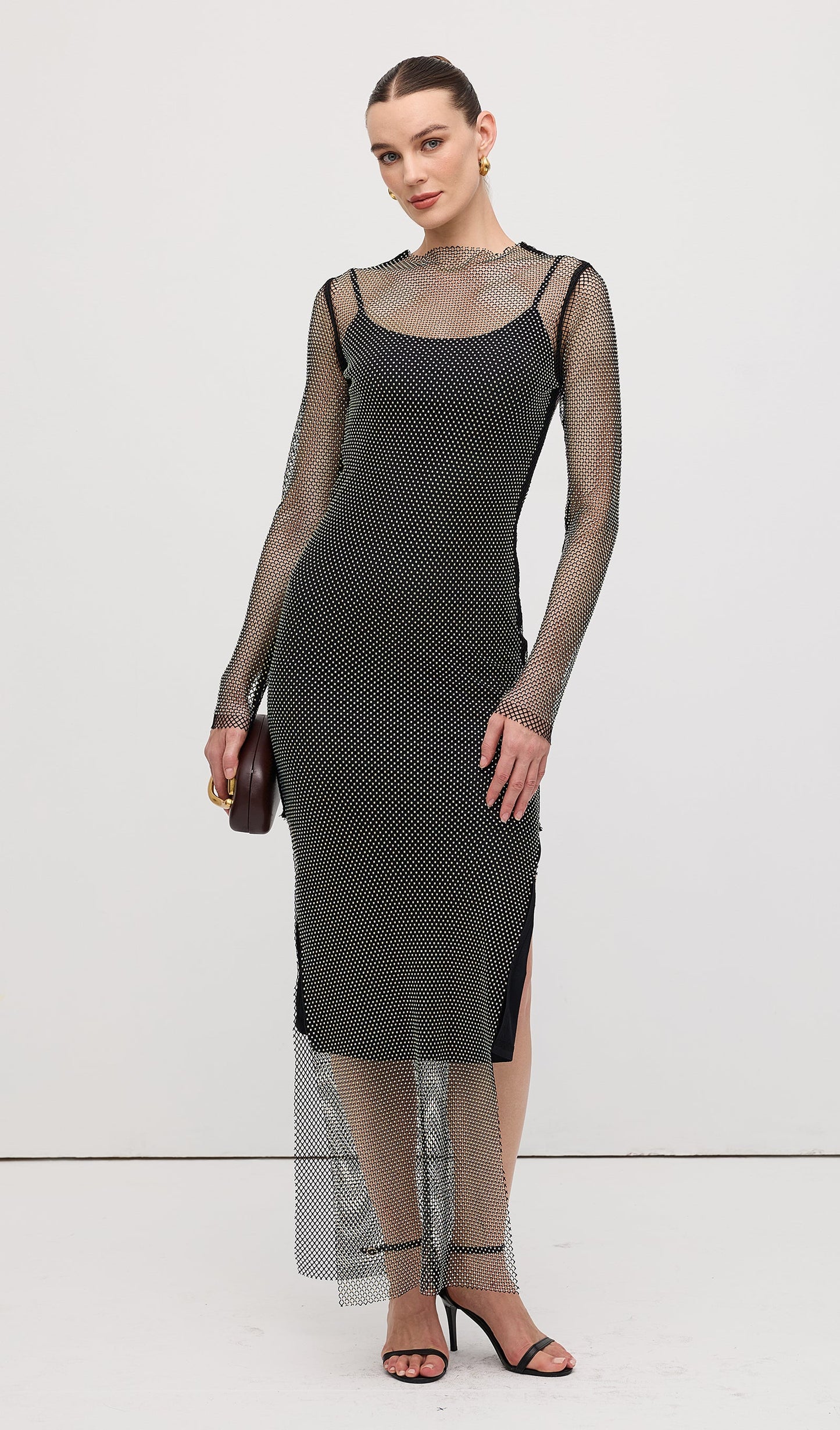 Mesh With Monochrome Maxi Dress