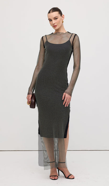 Mesh With Monochrome Maxi Dress