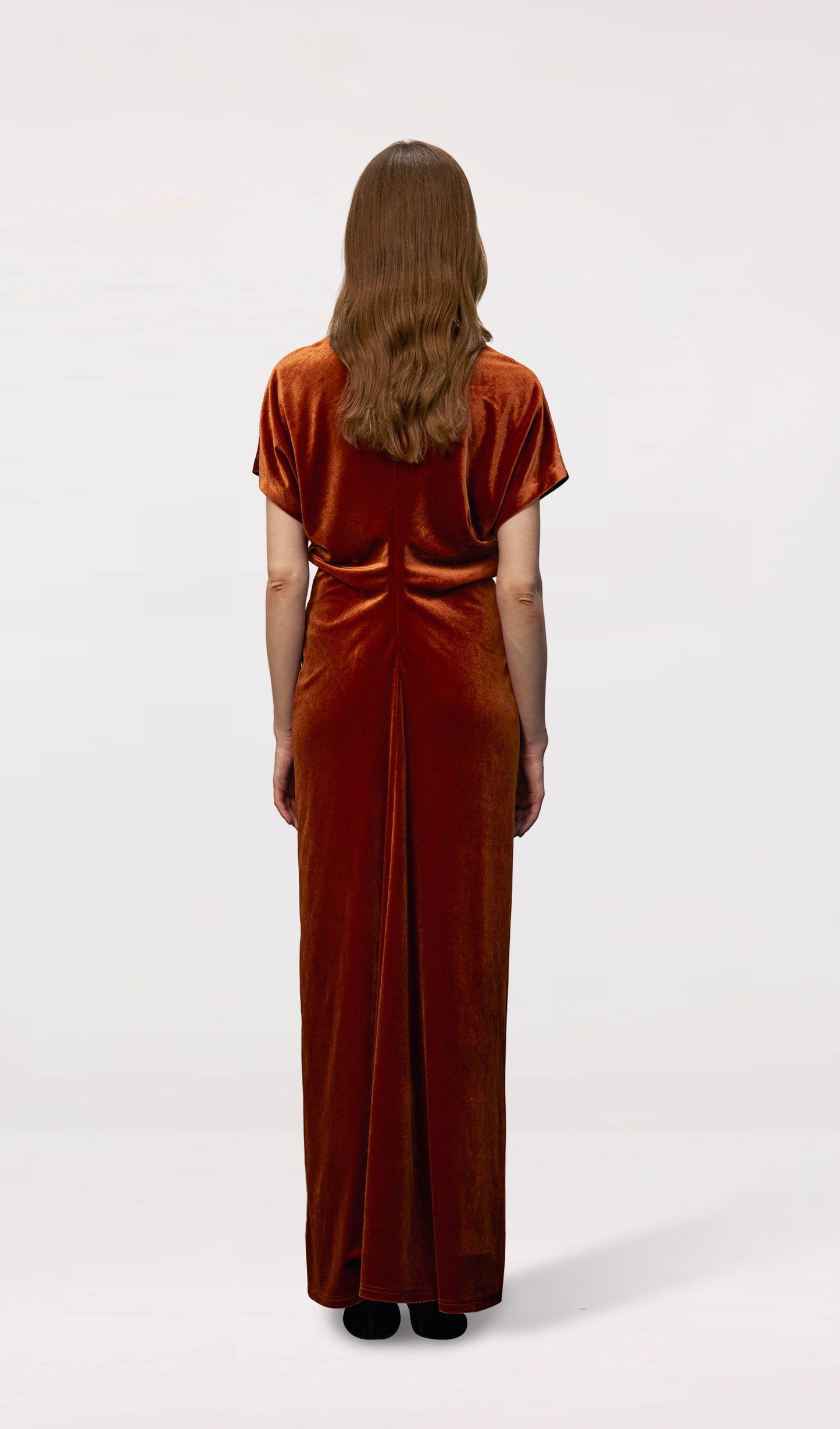 Bias-Cut Velvet Maxi Dress-Copper
