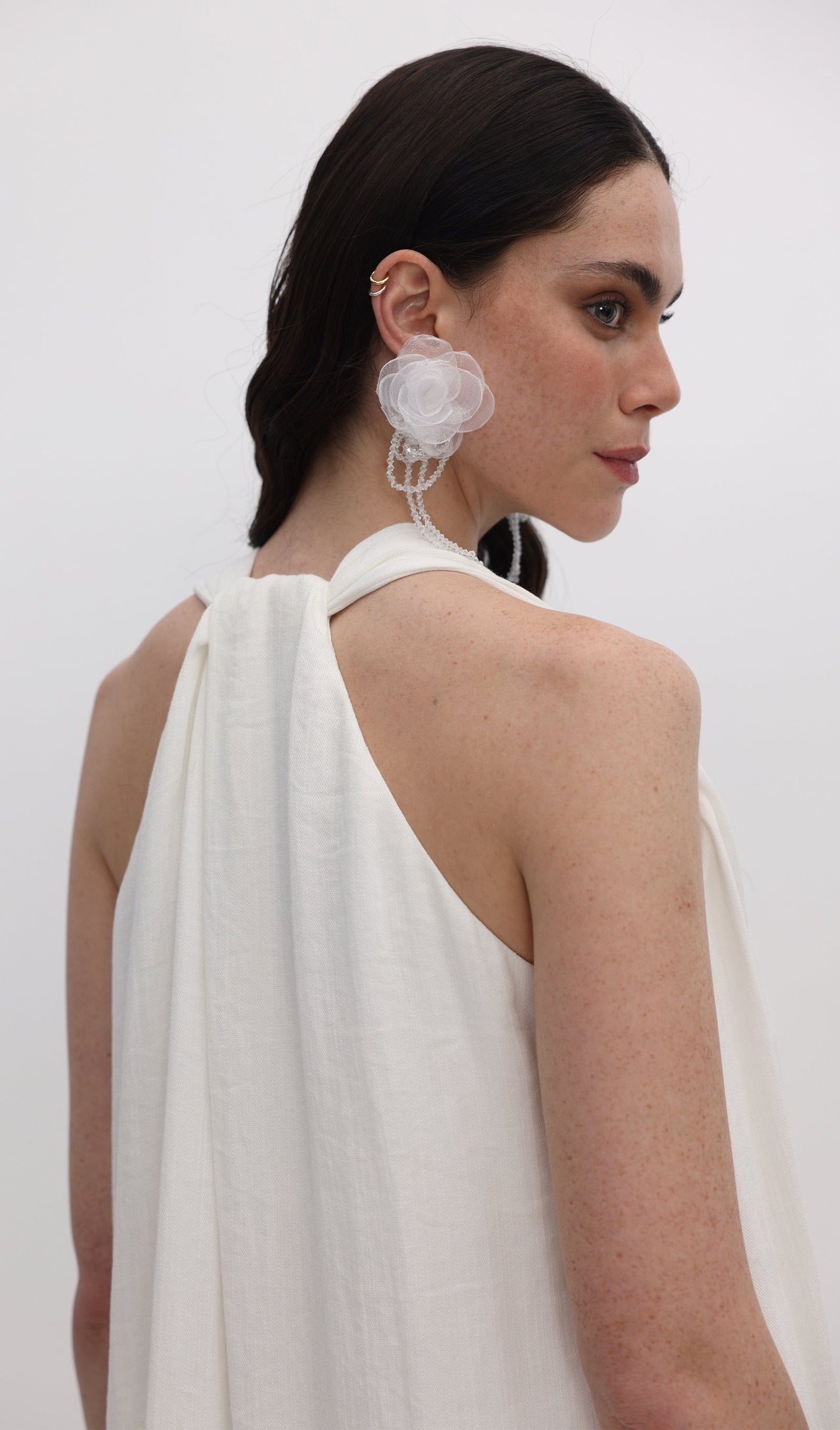 Embroidered Ramie Midi Dress