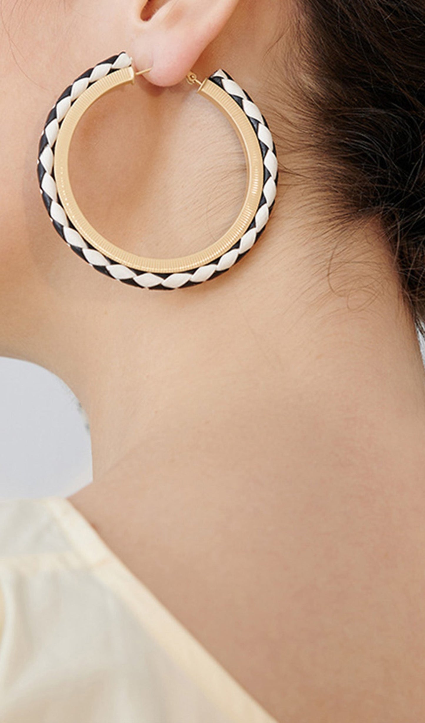Faux Leather Round Hoop Earrings