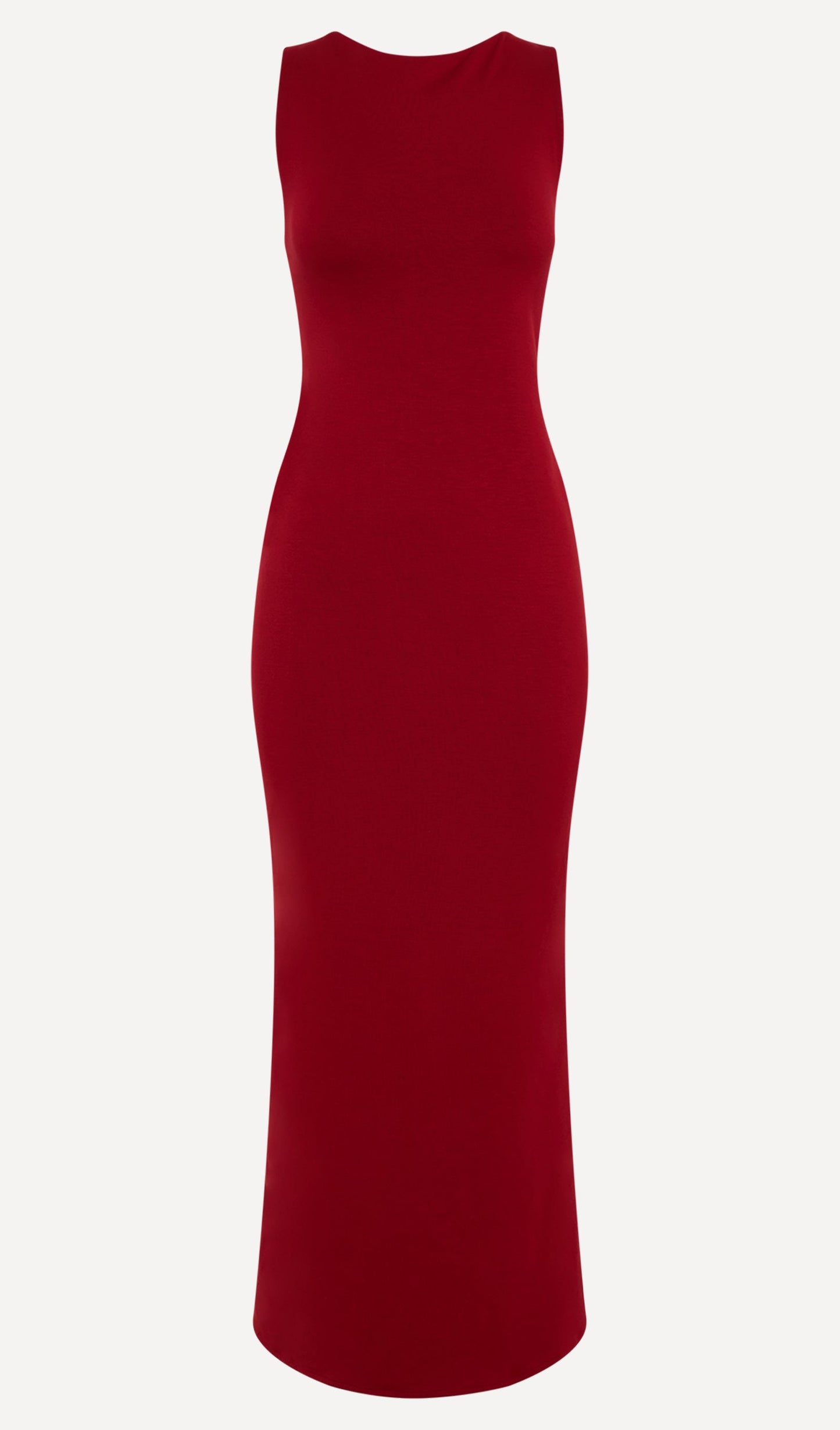 Asymmetrical Scuba Jersey Maxi Dress Ruby