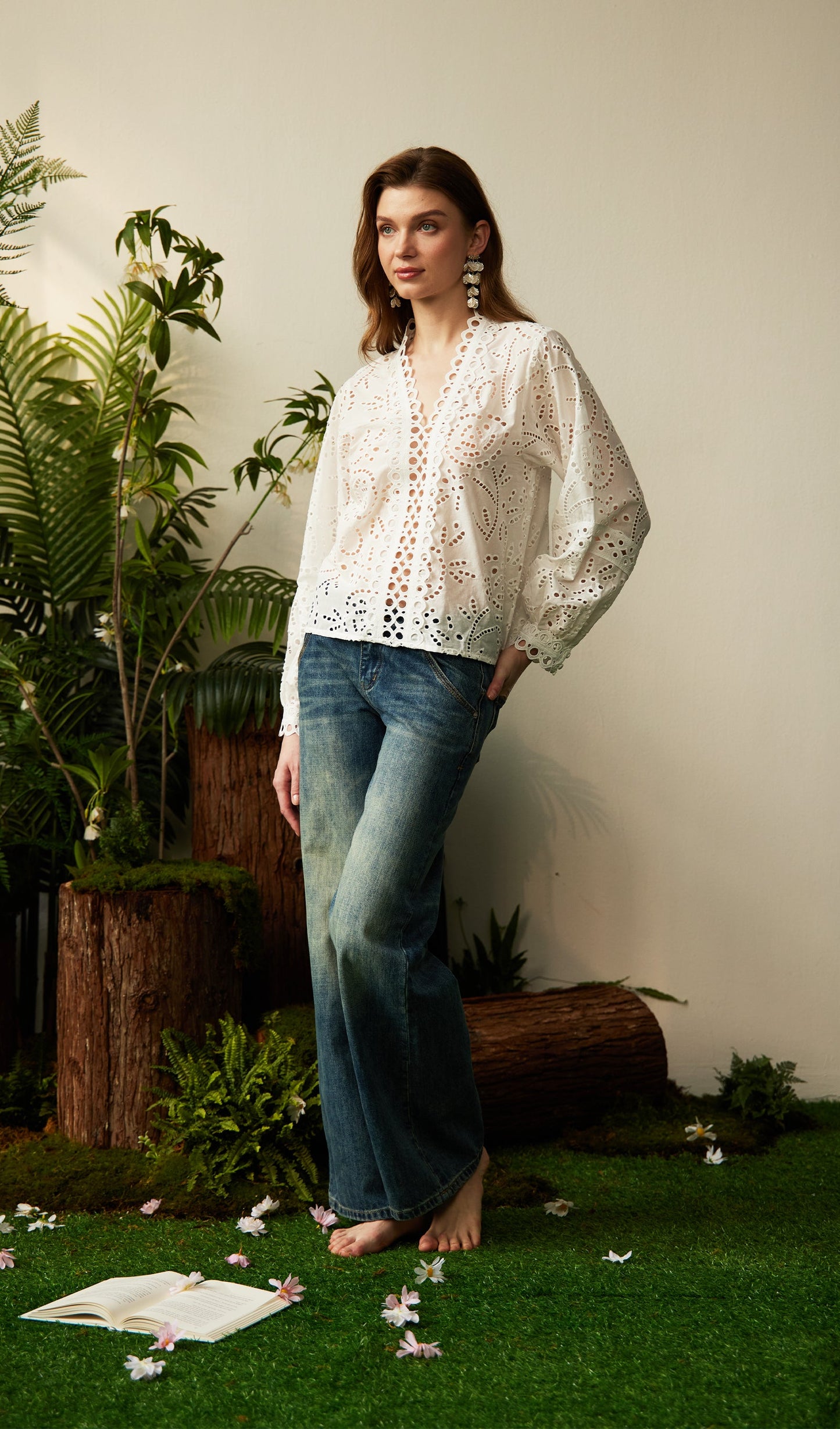 Low Rise Washing Wide Jeans