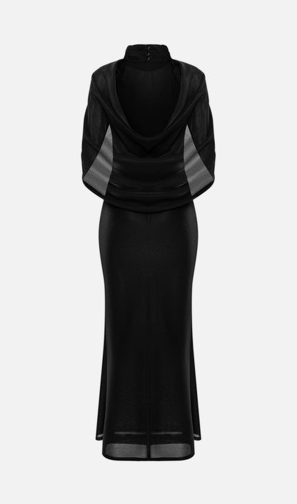 Layali Rose Shiny Maxi Dress With Draped Back