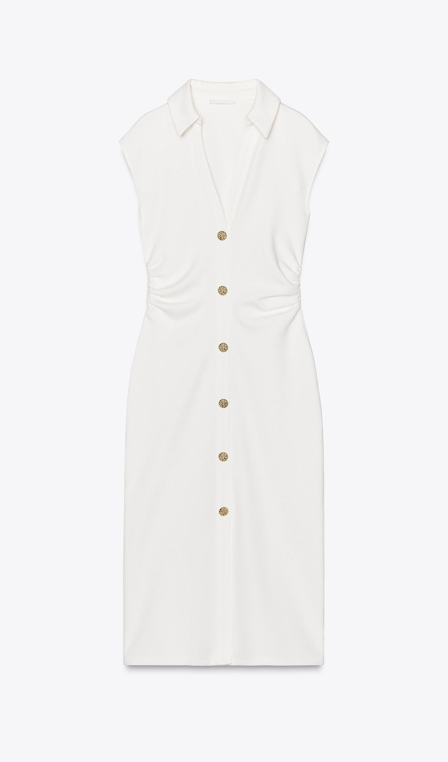 Solid Pique Shirt Midi Dress