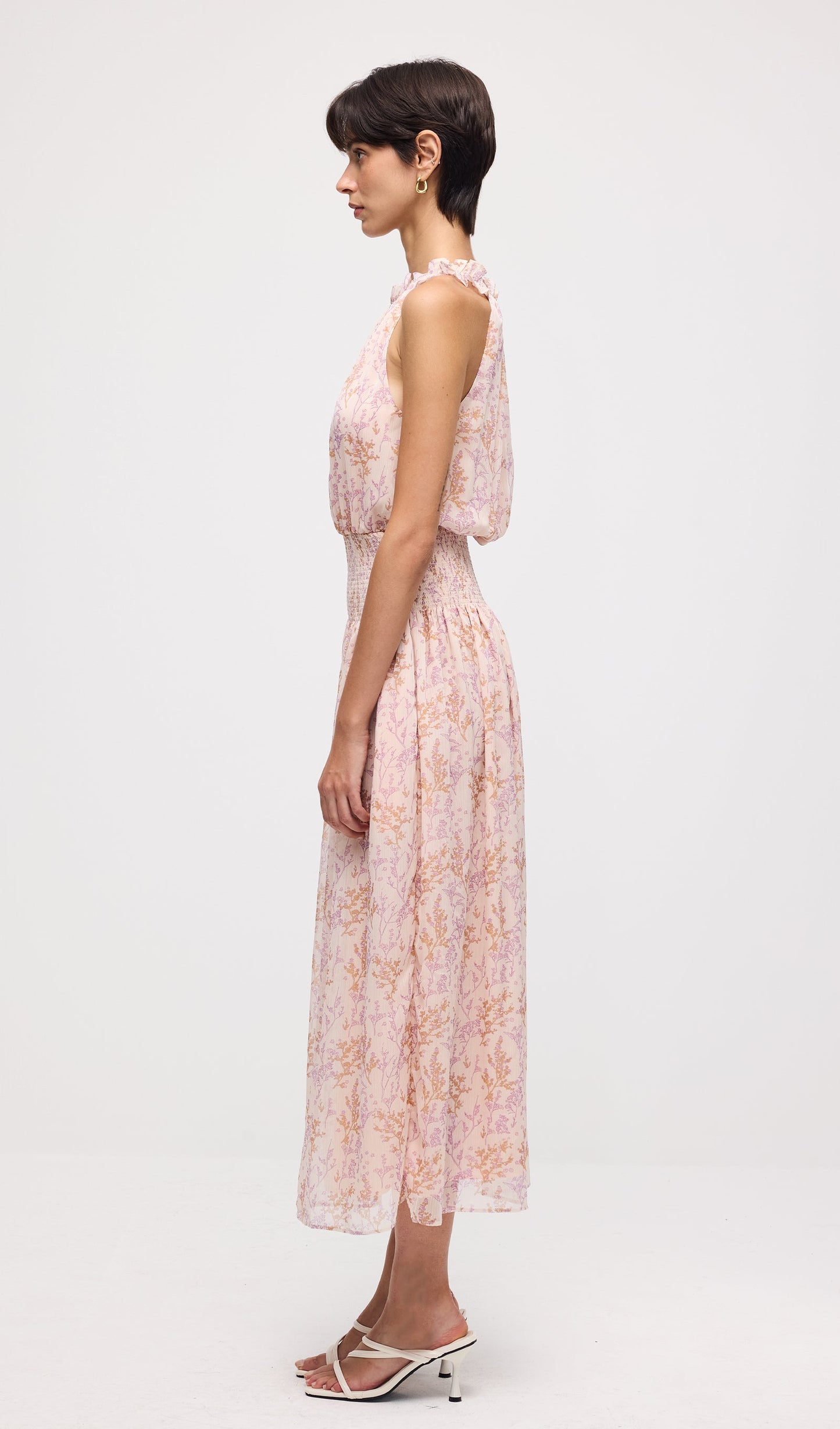 Floral Print Sleeveless Midi Dress