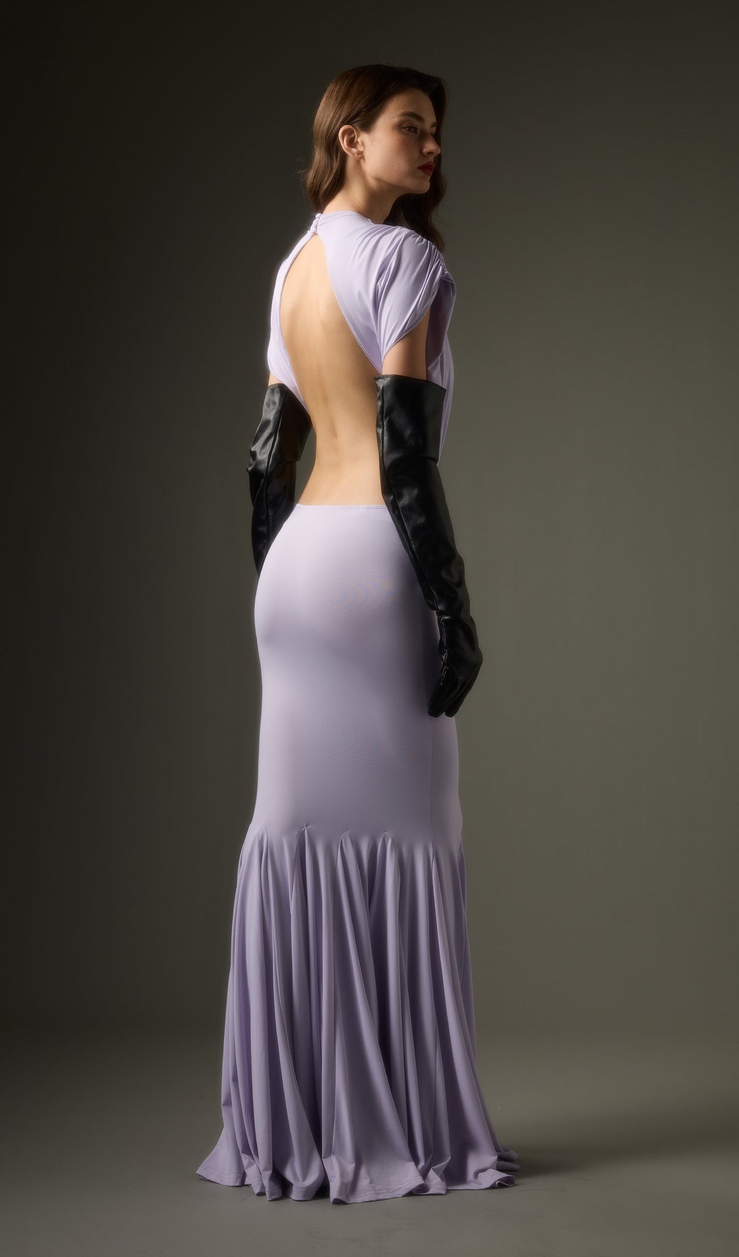 Solid Jersey  Cut Out Detail Maxi Dress In Purple
