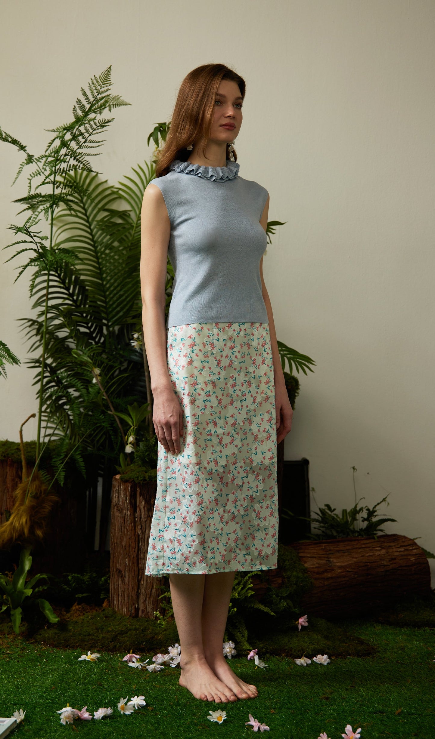 Ruched Collar Knited Top