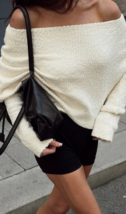 Off Shoulder Double-Layer Sweater Top