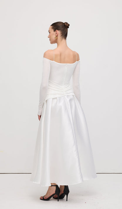 Off Shoulder Panelled Maxi Dress