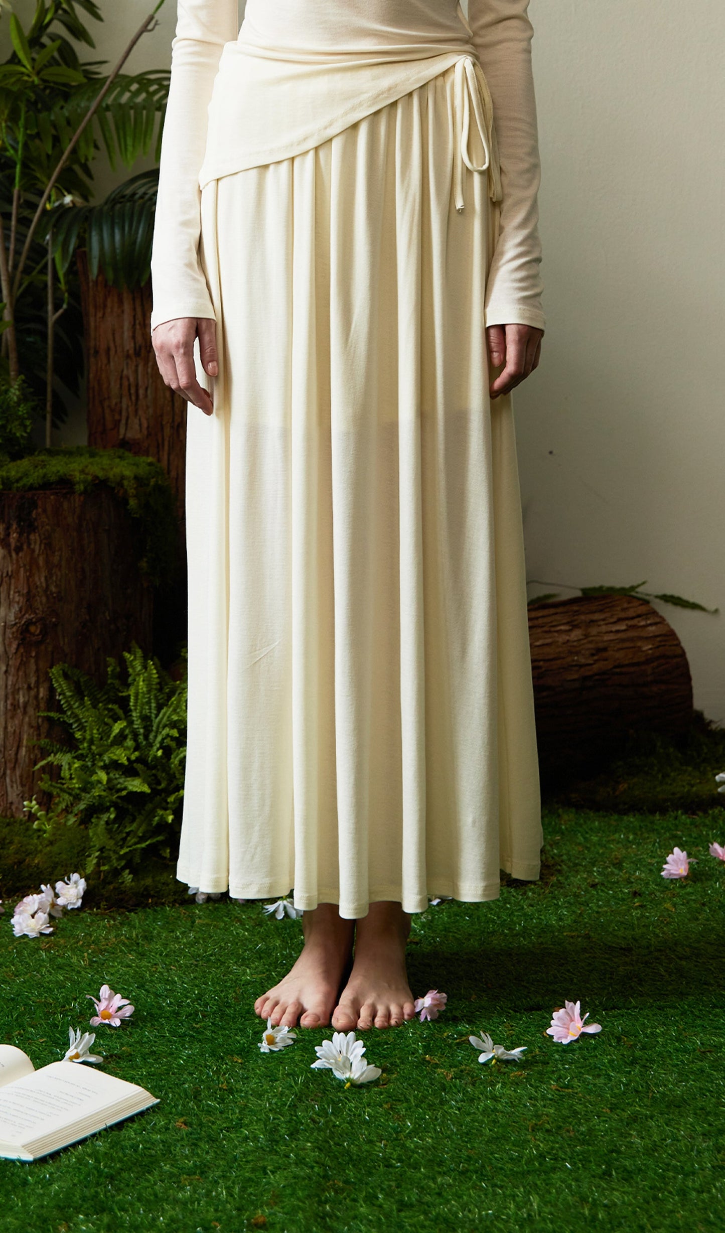 Solid Stretch Jersey Gathers Sets Skirt