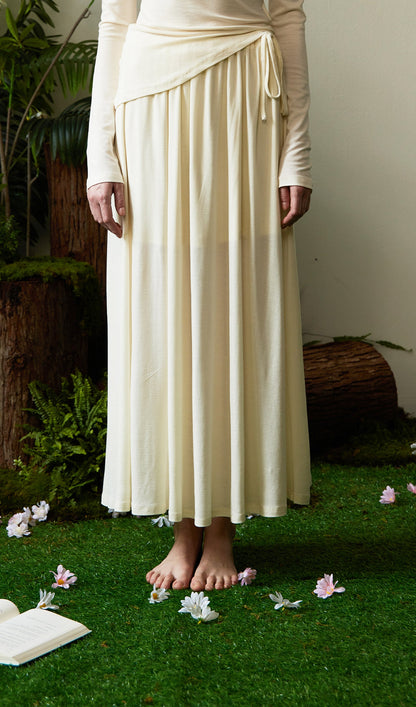 Solid Stretch Jersey Gathers Sets Skirt