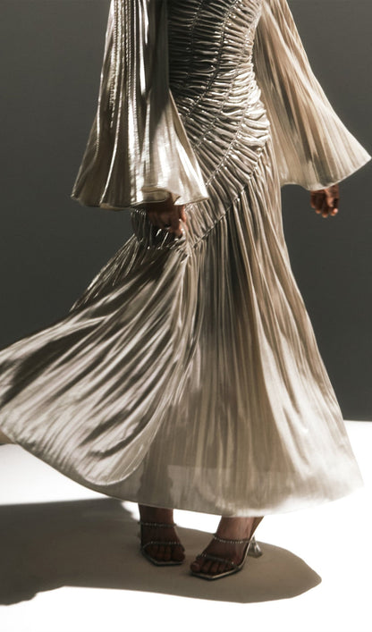 Metallic Maxi Dress In Silver