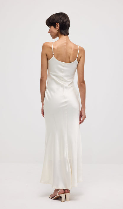 Solid Satin Sleeveless Maxi Dress