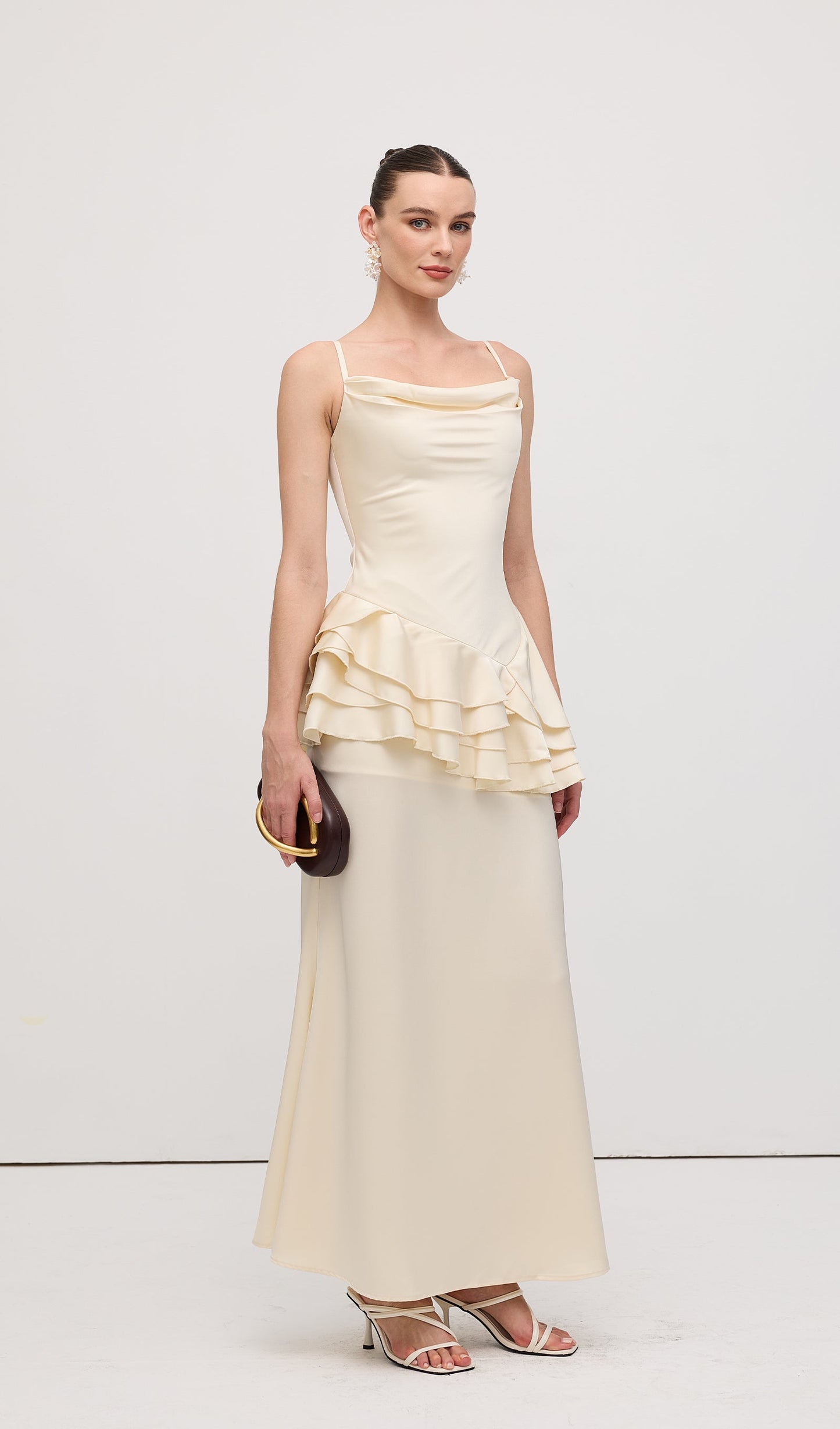 Sleeveless Layered Ruffled Maxi Dress Champagne