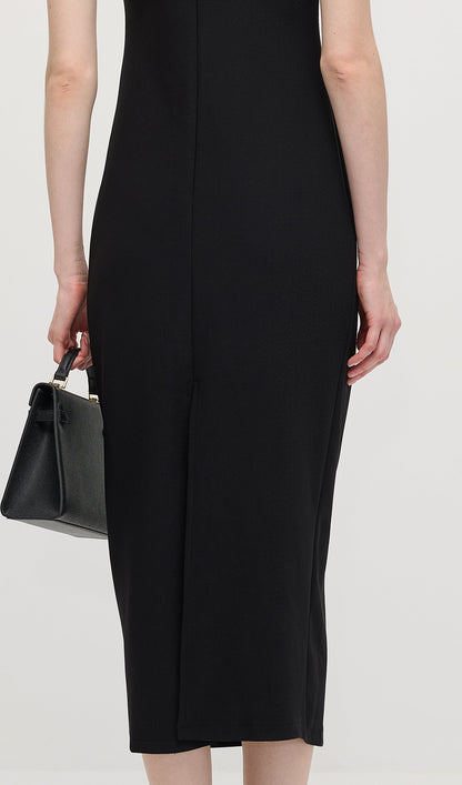 Solid Pearl Accessories Midi Dress