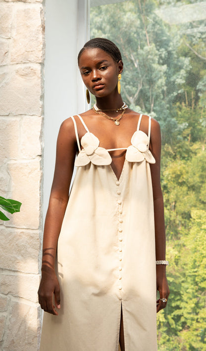 Trendy V-Neck Flower High Slit Maxi Dress